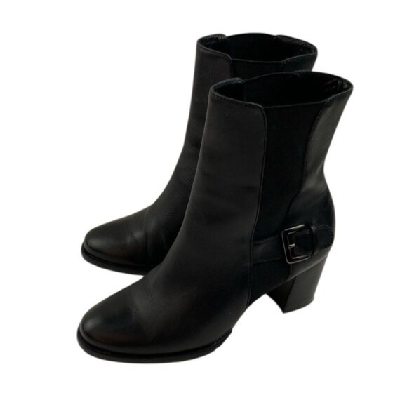 *Cole Haan Boots Womens Size 5B Black Leather Ankle Heeled Quiet Luxury Academia - Picture 9 of 14